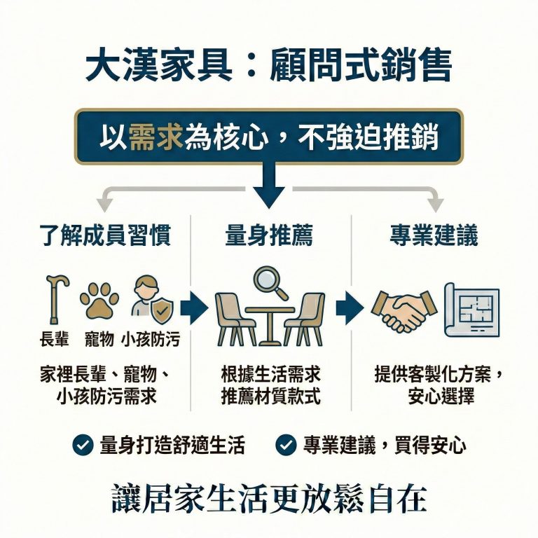 大漢家具不用話術,而是門市專業人員會依你的需求,推薦合適的電動沙發款式