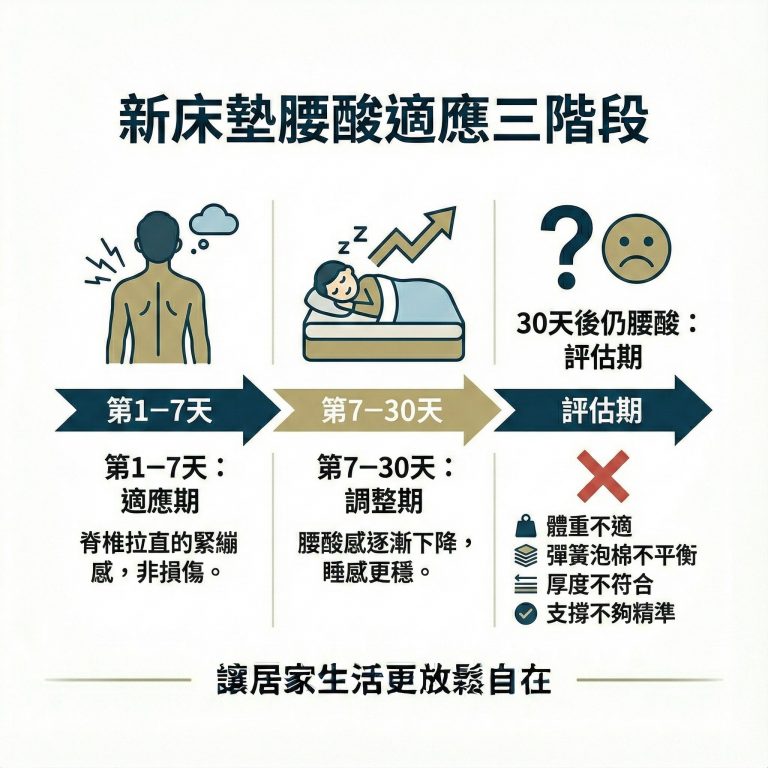 買了新床墊之後可以評估大約一個月,再來確定是不是可能床墊買錯了